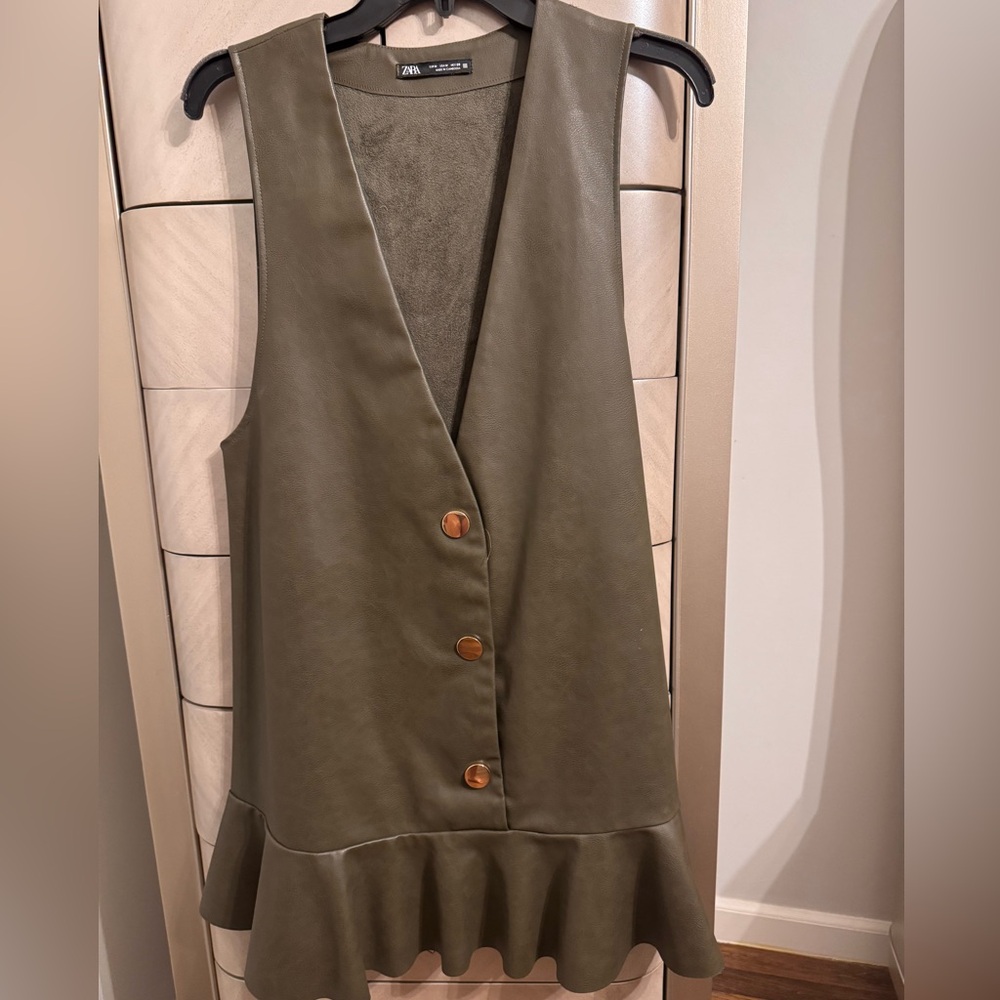 Zara Olive Green Mini Dress with Gold Buttons